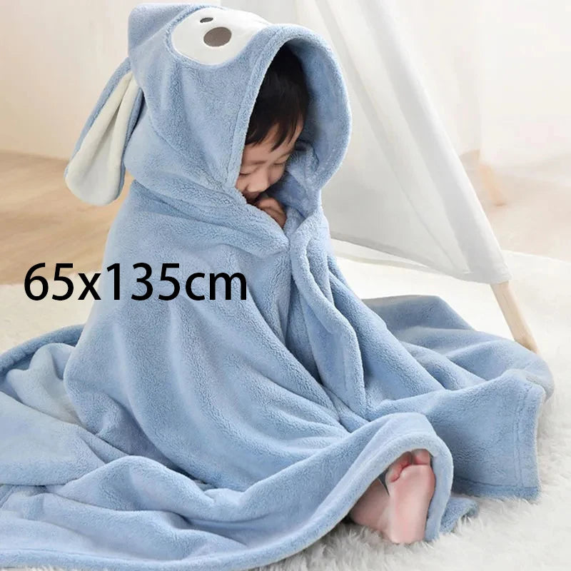 serviette bain enfant brodée dessin animé microfibre rose clair douce confortable