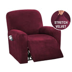 couvre siege fauteuil inclinable velours stretch gris bleu beige moderne élastiques accueil sofa cover