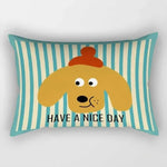 taies d'oreiller kawaii rayées chats chiens moderne enfants chambre decoration maison 30x50cm 40x60cm 50x70cm