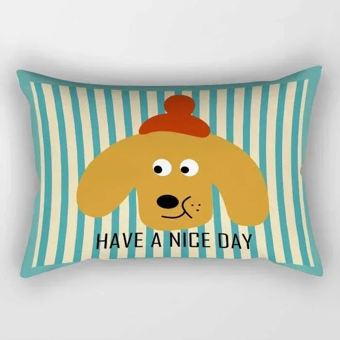 taies d'oreiller kawaii rayées chats chiens moderne enfants chambre decoration maison 30x50cm 40x60cm 50x70cm
