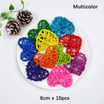 décoration artisanale boules coeurs rotin multicolores tressées anniversaire mariage festive