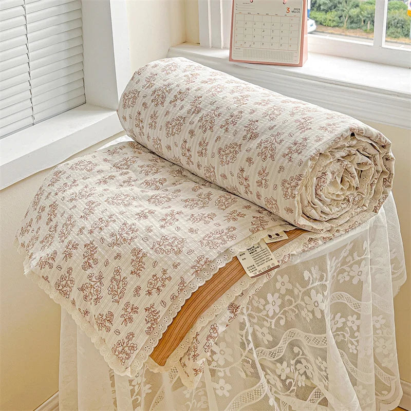 couette d'été imprimée floral vintage polyestère douce maison laver machine