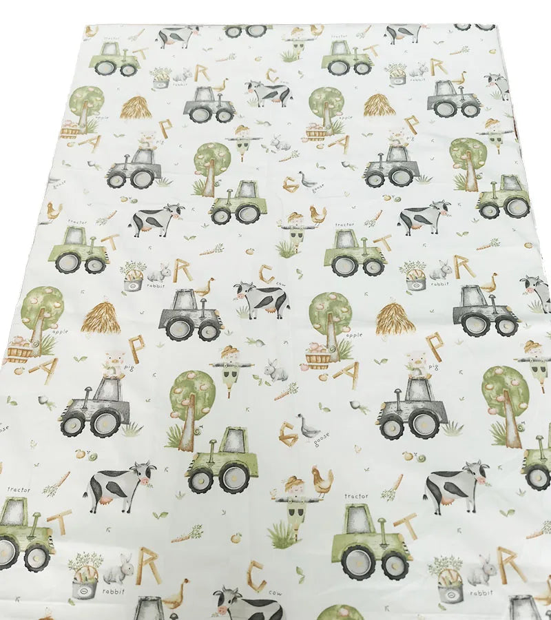 drap housse lit bébé coton motif oiseau étoile enfant chambre moderne blanc jaune gris