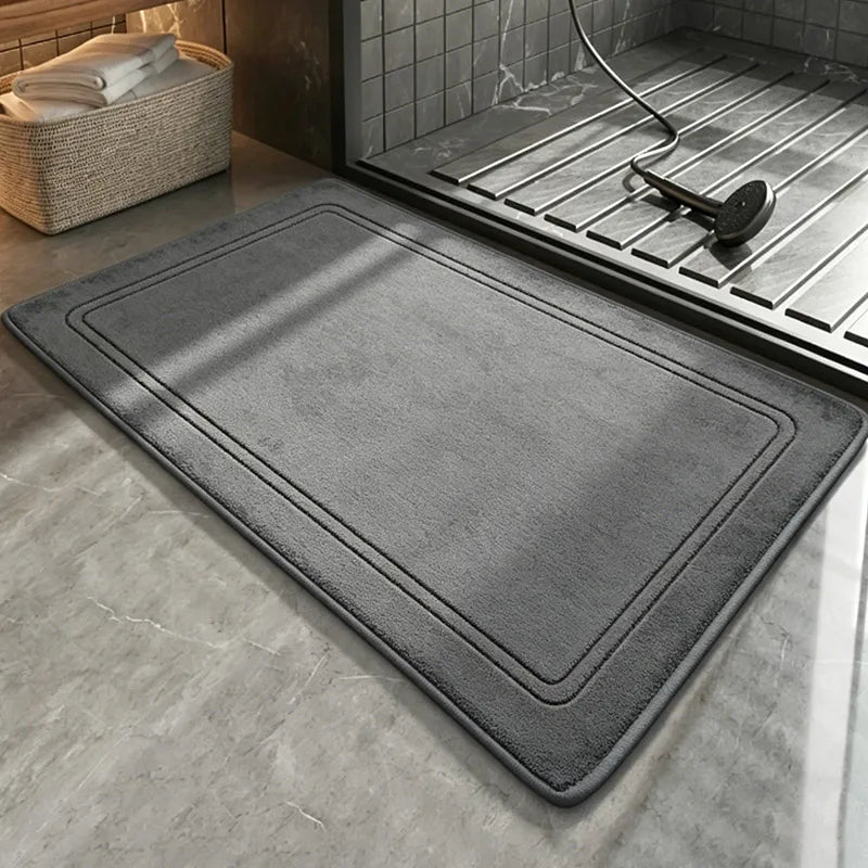 tapis bain doux absorption rapide microfibre antidérapante moderne gris salle bain