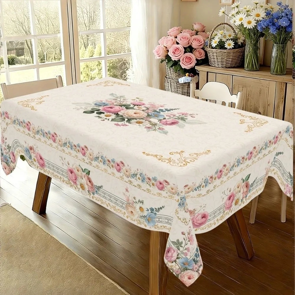nappe polyester fleur coq campagne facile nettoyage rectangulaire pâques fête pastoral