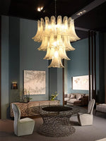 Suspension lumineuse moderne verre blanc translucide chaîne organique 50cm 60cm 80cm lumière froide naturelle