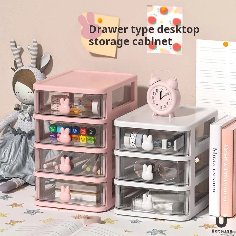 organisateur tiroirs transparents rose lapin moderne stylos papier clips fourre tout