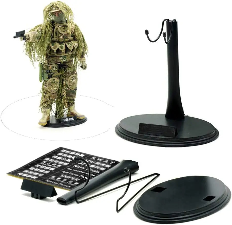 support figurine noir réglable base circulaire moderne affichage modélisme 12cm hauteur base 21cm