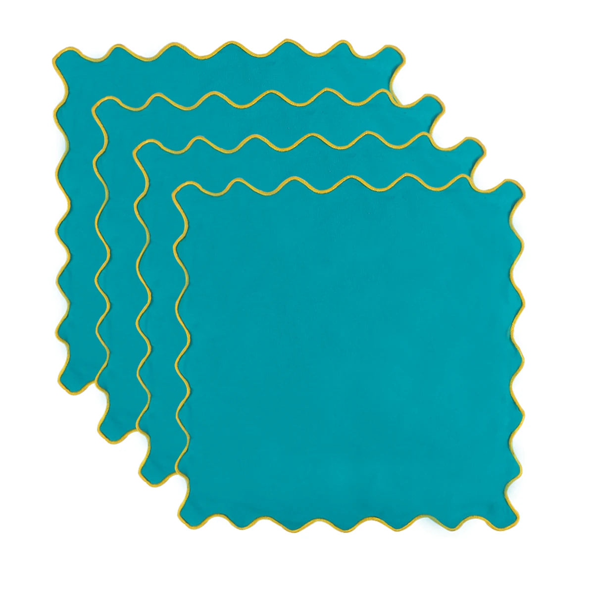 lot serviettes table coton fleurs bordure dentelée rose vert bleu