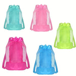 sac dos réutilisable polyestère maille rose bleu vert clair moderne fermeture éclair poche cordon