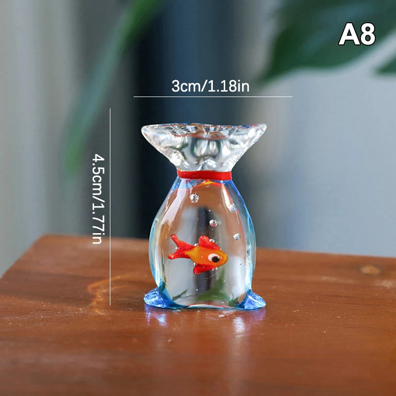 décoration maison boule verre artisanale poisson ruban transparent bleu rouge orange