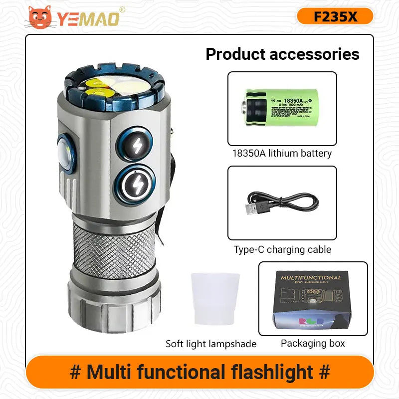 lampe poche tactique rechargeable led 2550lm clip aimant modes lumière intense