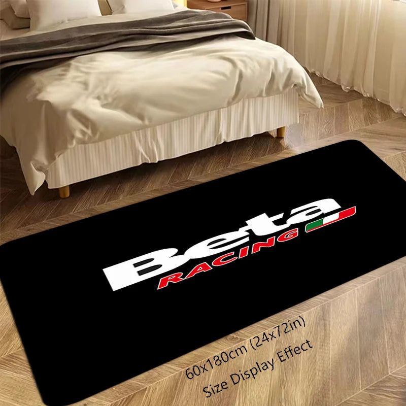 tapis sol noir motif moto beta racing drapeau italien décoration maison moderne antidérapant