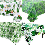 nappe jetable anniversaire motif tropical feuilles palmier fleurs verte moderne festivités été
