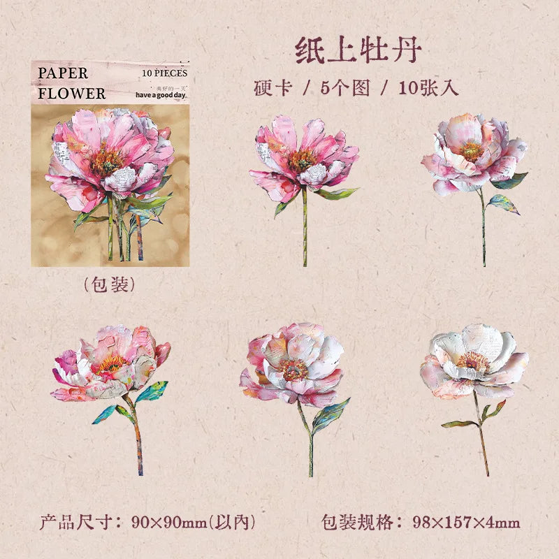 fleurs papier multicolores imprimées artisanales motifs floraux feuilles papillon 90x90mm 10pcs