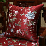 coussin carré motif floral oiseaux vert satiné salon chambre coucher nouvelle décoration chinoise