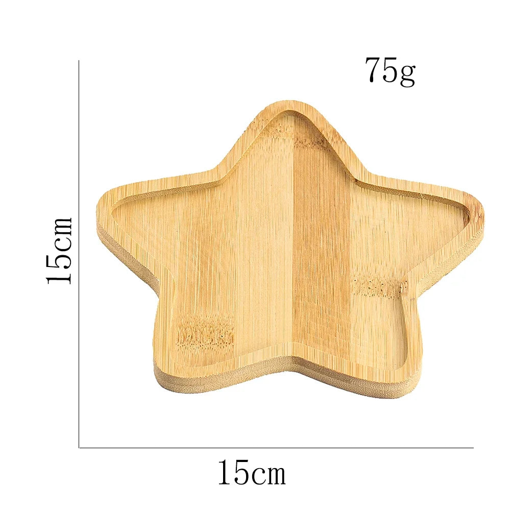 plateau bois grain naturel étoile moderne décoration intérieure rangement bijoux 15cm 15cm
