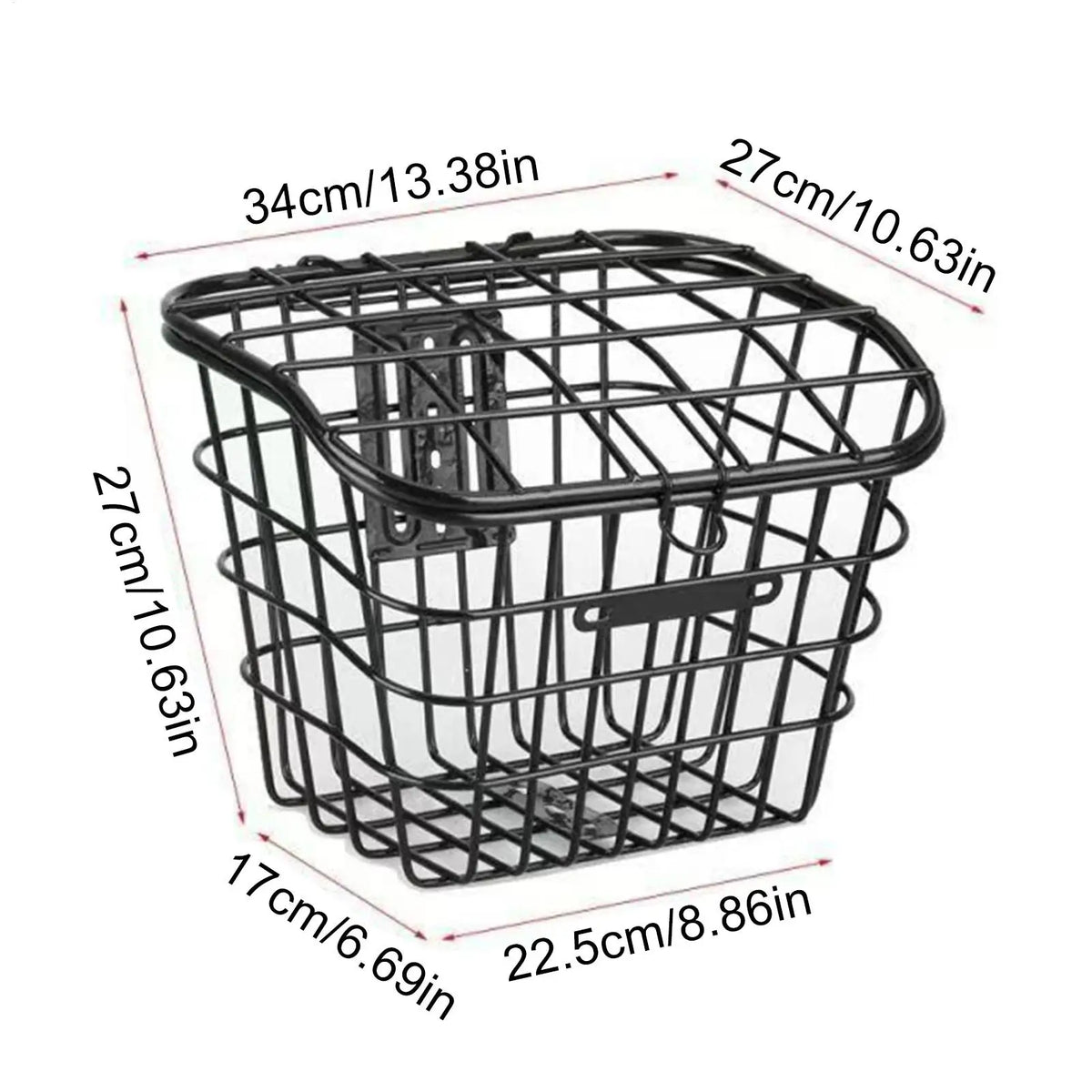 panier avant vélo acier noir couvercle treillis classique utilitaire fixations boulons