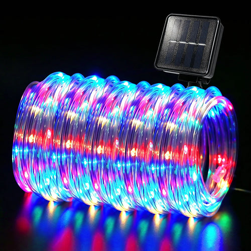 guirlande lumineuse solaire extérieure multicolore led jardin décoration pelouse piquet fixe mode variable