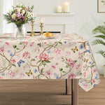 nappe table fleurs papillons branches moderne réutilisable été printemps beige rose bleu verte