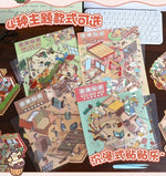 miniature maison multicolore adhésive cartoon personnages meubles accessoires bricolage enfant cadeau gratuit pincettes