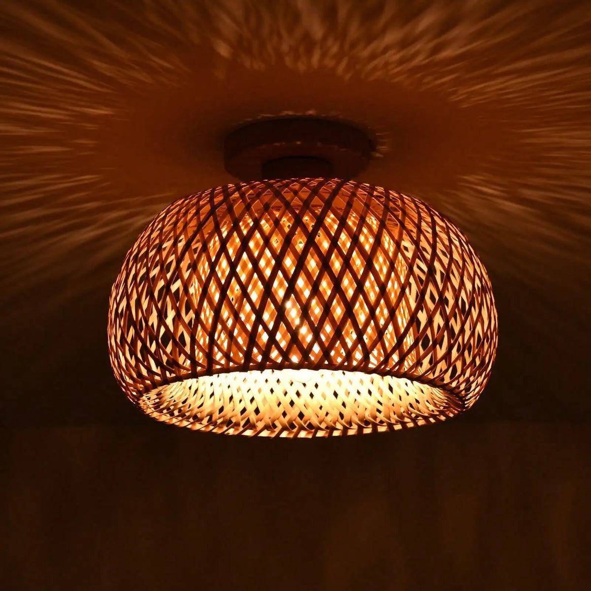 lampe suspendue tissage bambou naturelle moderne rustique 30cm 38cm lumière chaude blanc