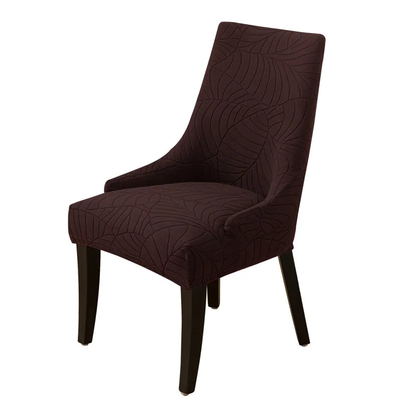 housse chaise beige motif feuilles texture douce moderne adhésif élastique large anti taches polyester