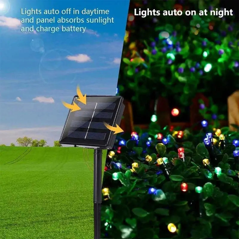 guirlande lumineuse solaire extérieure multicolore étanche décoration jardin cour fête piquet led