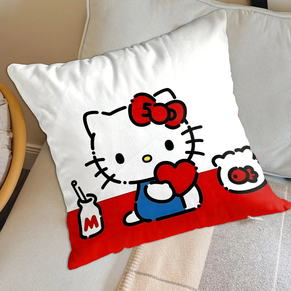 housse coussin carré hello kitty motif fleurs lapin ours coeurs chaussettes polyéstère decorative lit