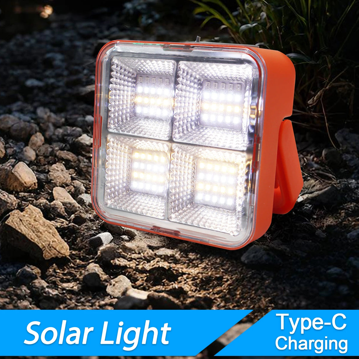 lampe solaire rechargeable led orange gris moderne compact aimantée type usburgence