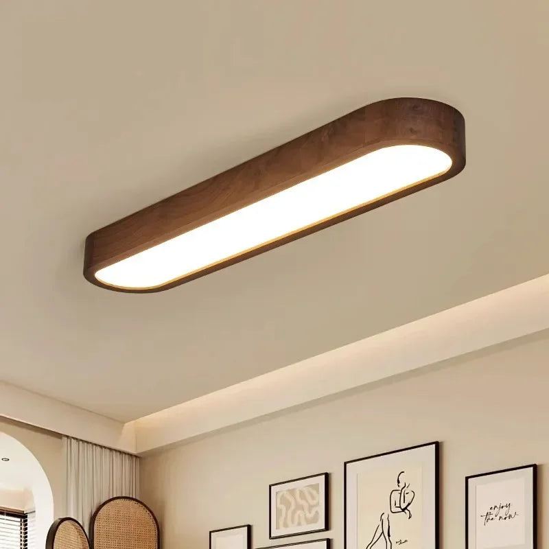 plafonnier led moderne bois marron clair lumiere blanche transparente minimaliste