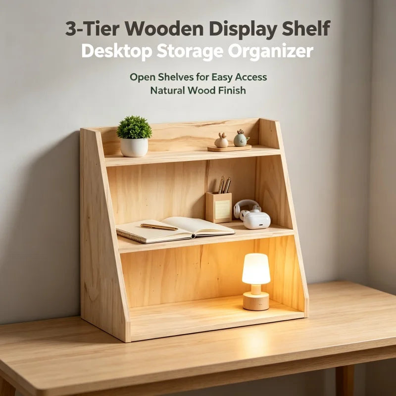 étagère bois trois niveaux rangement moderne minimaliste boîte rangement lisse naturel clair