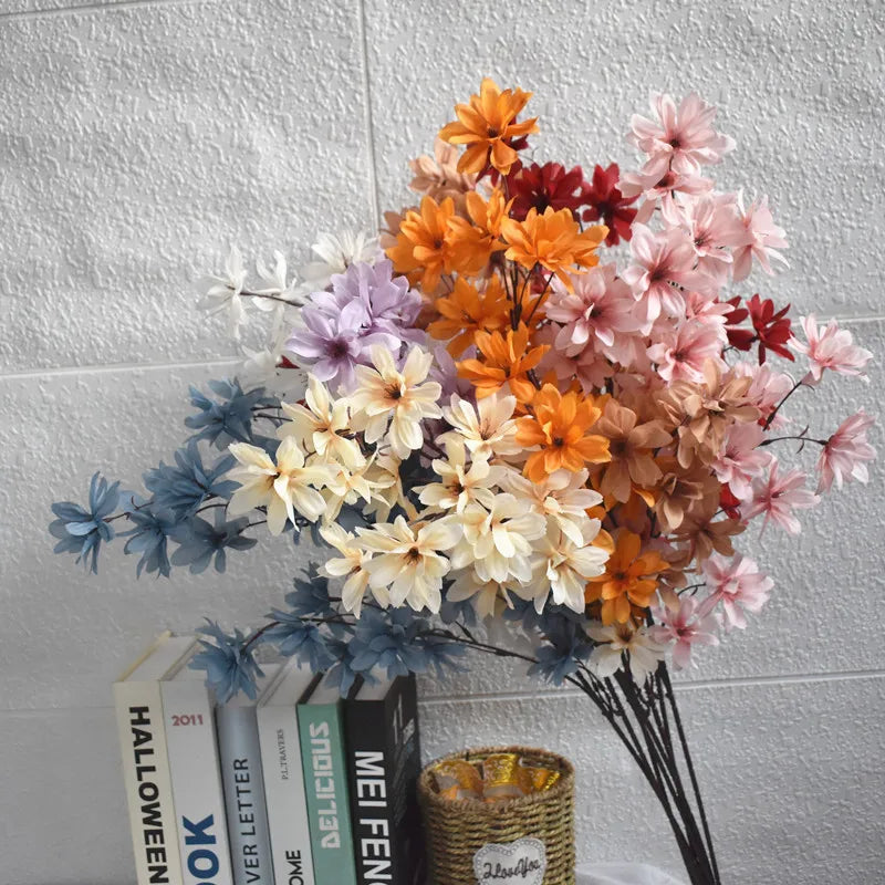 bouquet artificiel multicolore décoration intérieure moderne anniversaire mariage minimaliste fleurs soie petites
