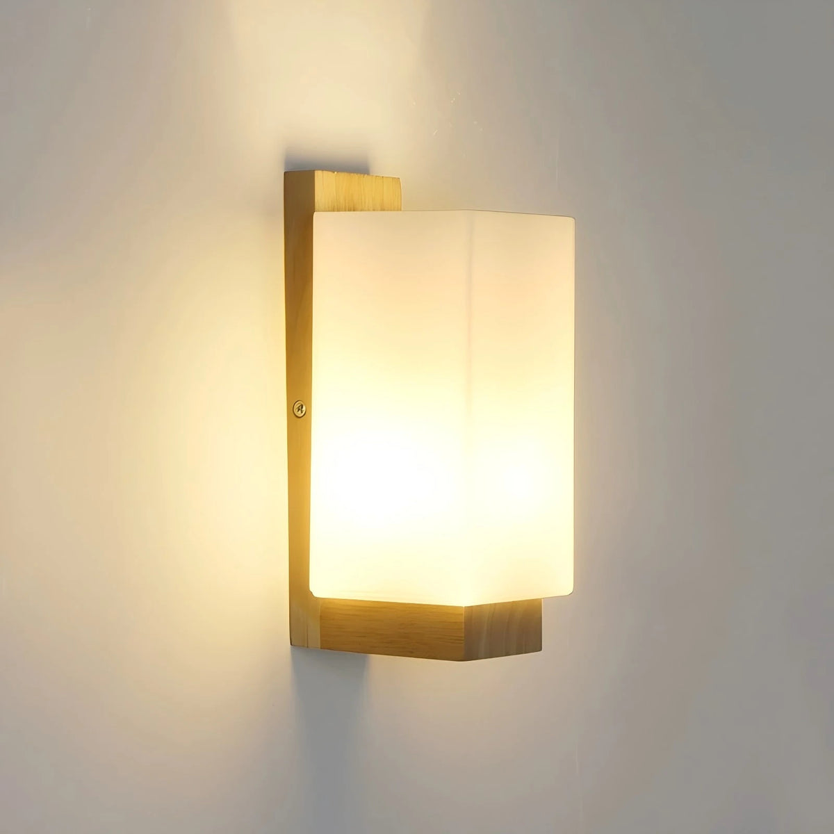 applique murale moderne led bois clair verre blanc éclairage chambre salon 16w 30w blanc
