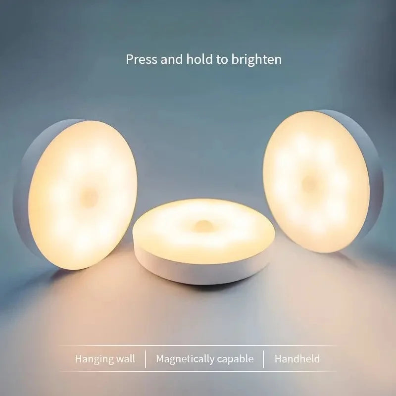 lampe nuit intelligente capteur présence led rechargeable adhésif blanc moderne veilleuse automatique urgence usb