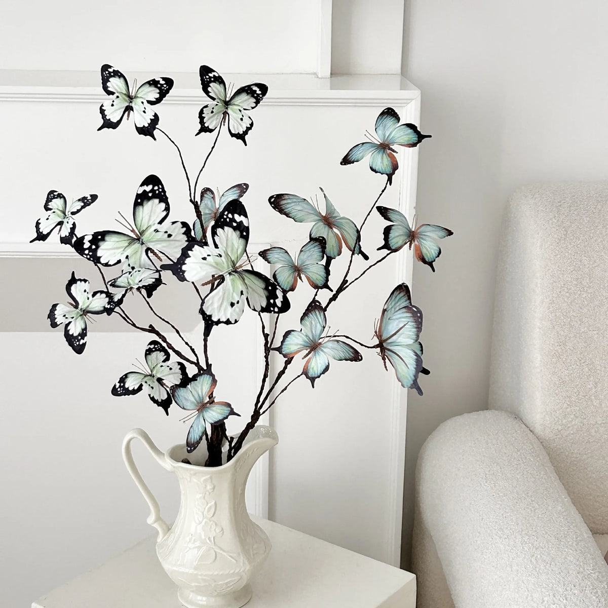 décoration intérieure branche artificielle papillons bleu violet branches naturelles maison mariage anniversaire