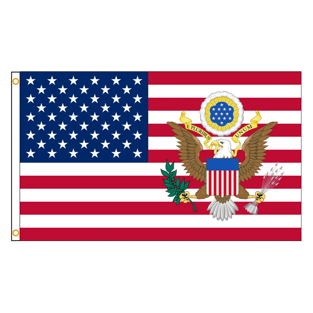 drapeau américain super tex polyester dorés rouge blanc bleu décoration classique 120x180cm