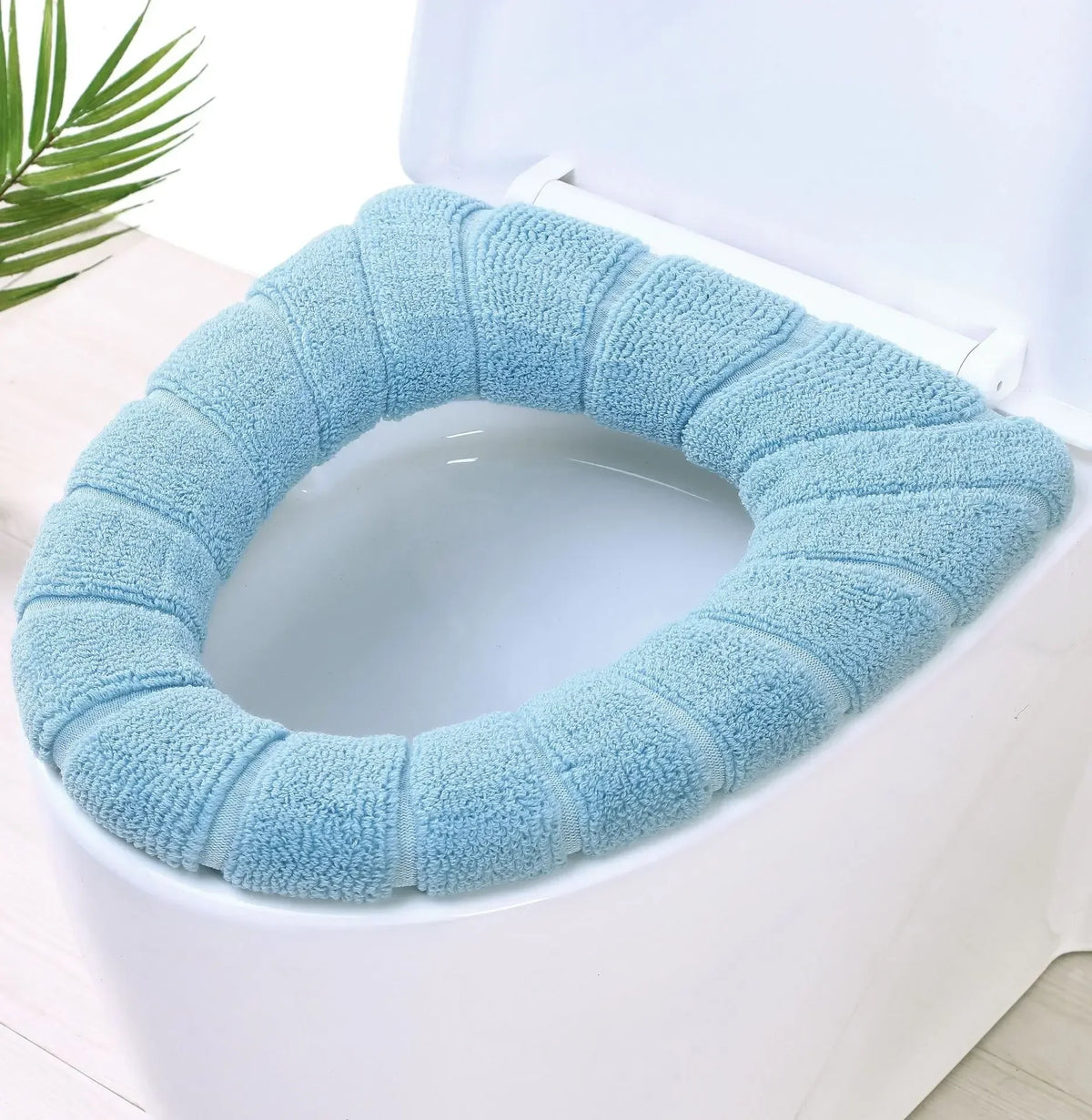 coussins abattants toilettes texturés bleu clair gris beige rose vert menthe opalescents élastiques