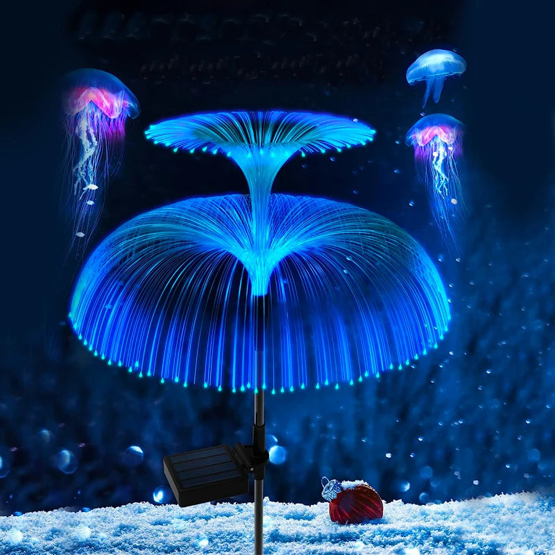 lumières solaires fibre optique contemporaines violet bleu rouge blanc vert jaune extérieures vacances jardinables