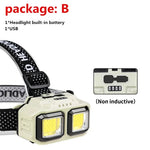 lampe frontale led rechargeable tissu noir beige bande ajustable camping