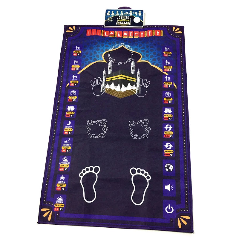 tapis prière islamique acrylique motifs géométriques kaaba moderne rose bleu marine