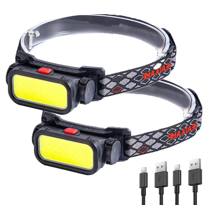 lampe frontale rechargeable led usb ceinture ajustable course exploration camping