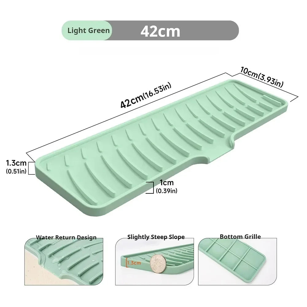 tapis lavage évier silicone gris vert beige moderne respectueux environnement 42x10cm