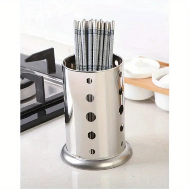organisateur couverts moderne argenté perforations baguettes cuillères fourchettes rangement cuisine minimalistechinois