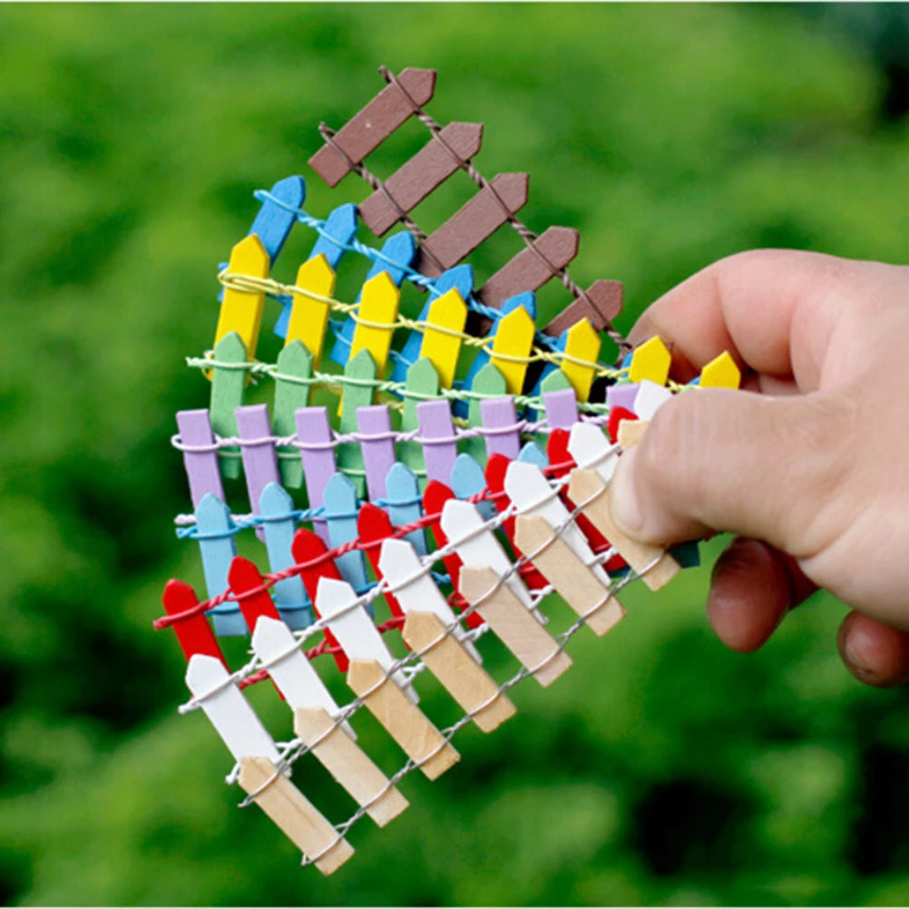 décoration extérieure clôture miniature bois peint colorée rustique champêtre figurines