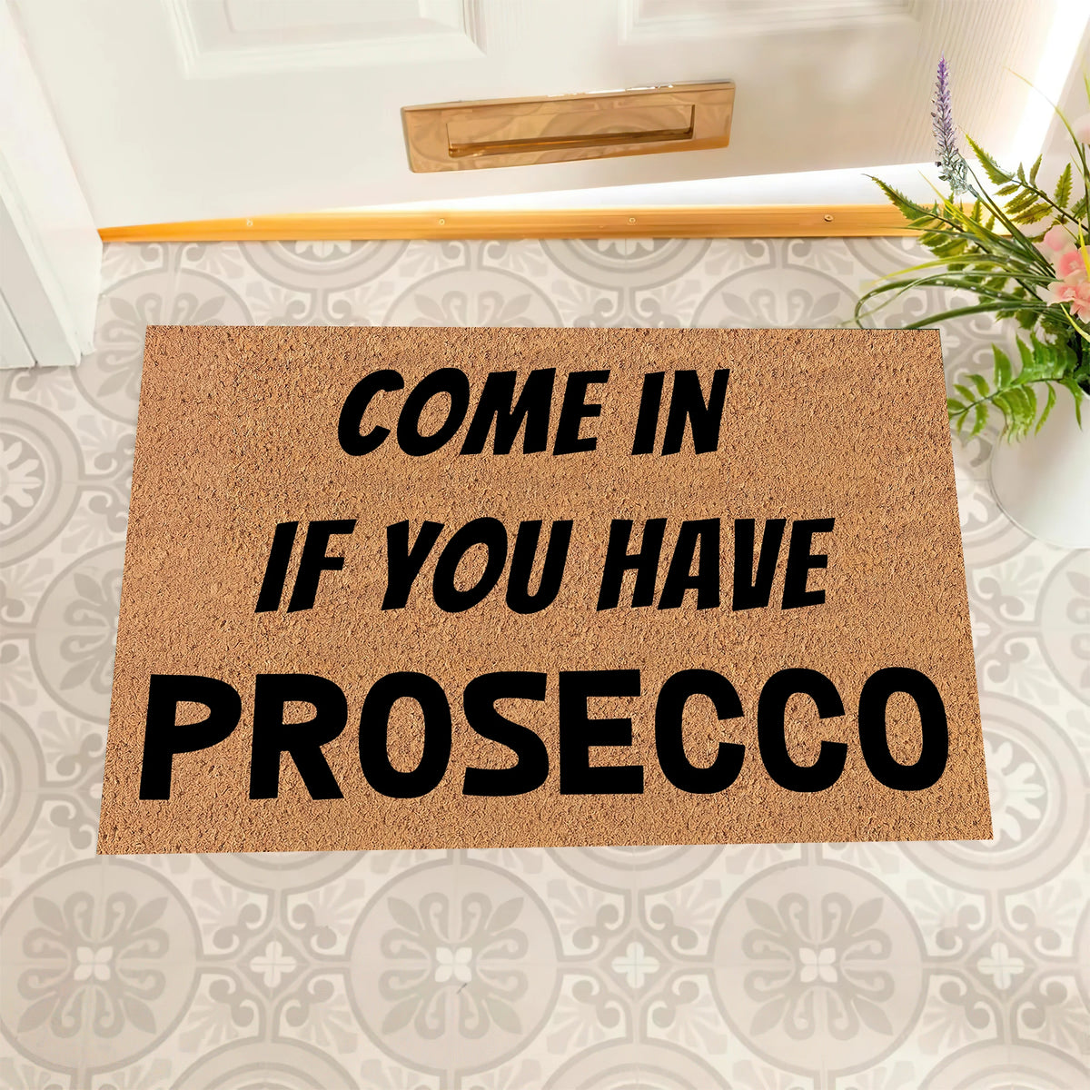 tapis bienvenue antidérapant marron noir prosecco extérieur couloir humoristique accueillant