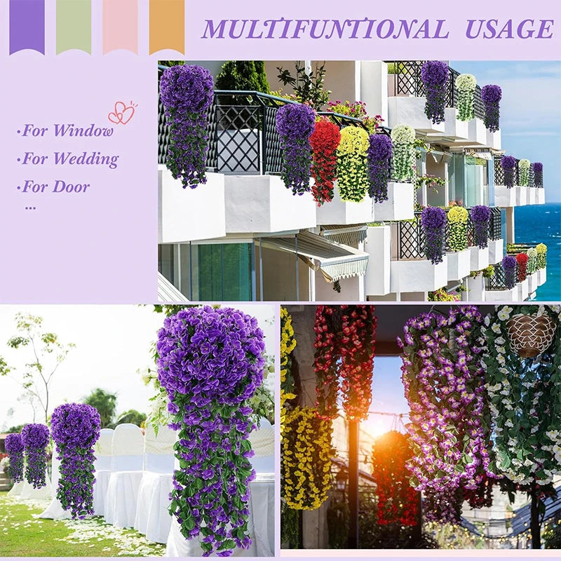 guirlande artificielle violettes fleurs modernes decoration maison intérieure 80cm boite