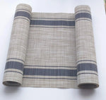 nappe rectangulaire rayée beige bleu marine tissée pvc facile nettoyage intérieur extérieur maison