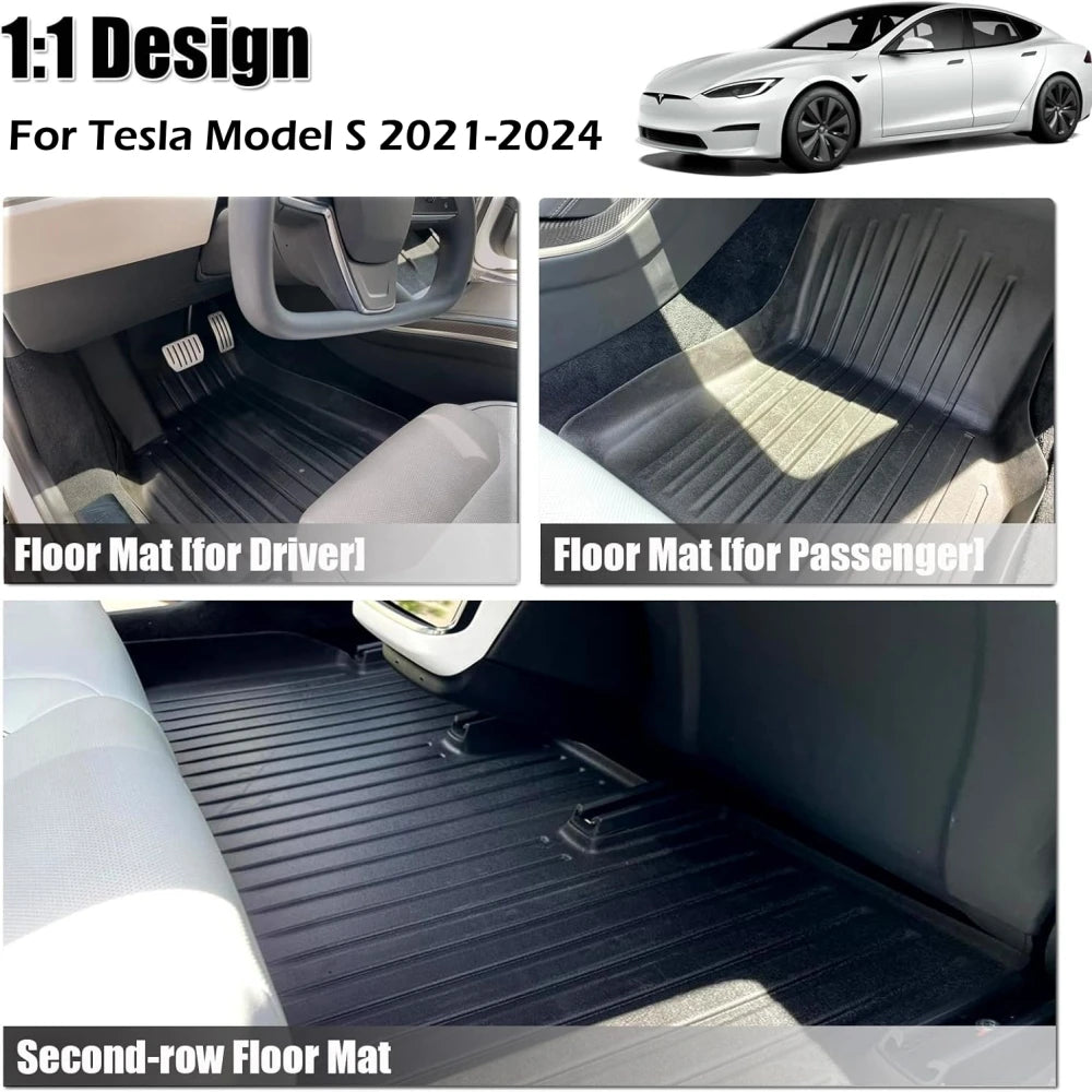 tapis sol coffre tesla model 2021 2024 noir rayures horizontales intégré étanche