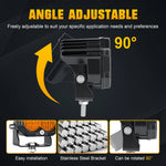 feux travail led 30w noir orange quadrillé combo spot flood vtt suv moto